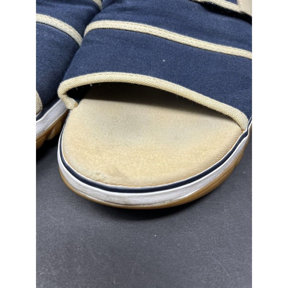 Clarks 36124 Navy Tan Canvas Hook & Loop‎ Slide On Comfort Womens Sandals Sz 11M - Picture 3 of 7